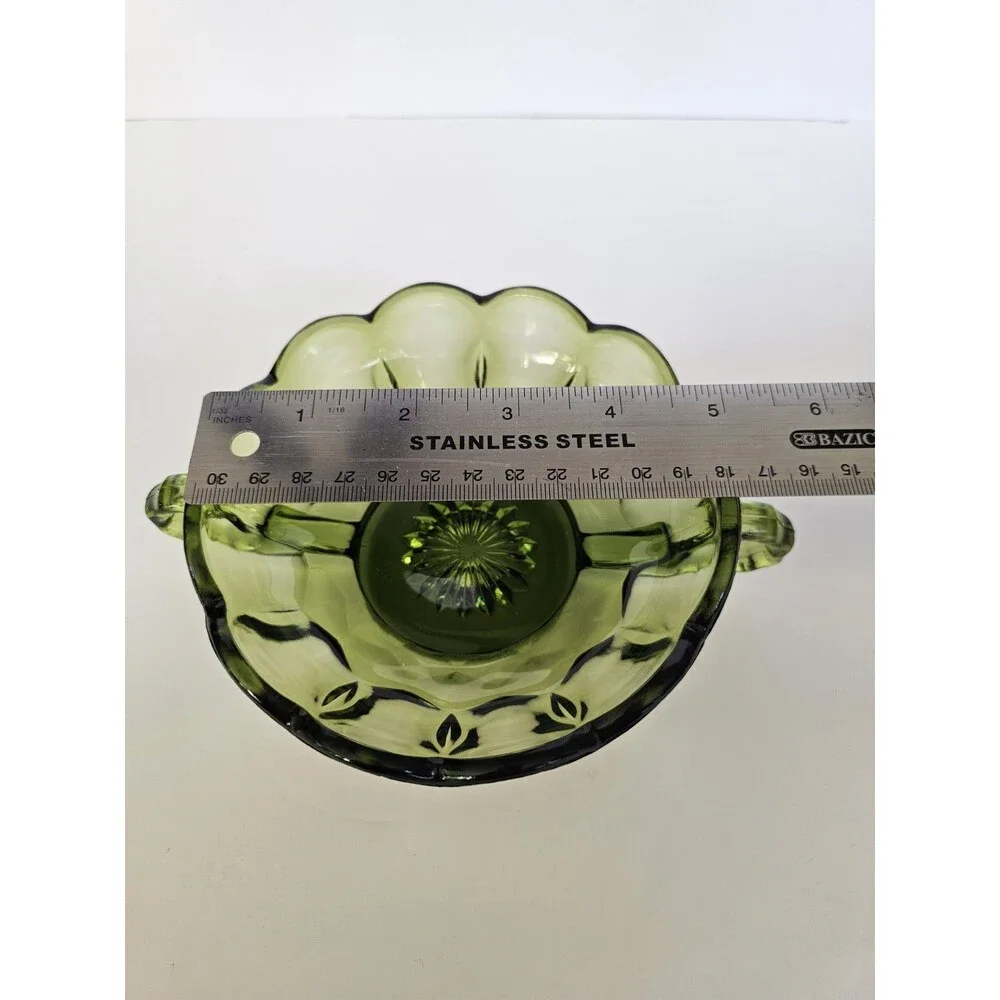 Anchor Hocking Avocado Green Glass Fairfield Nappy Bonbon Dish MCM